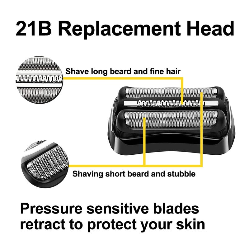 21B Series 3 Electric Shaver Replacement Head Compatible with Braun Series 3 Foil Shaver Replacement Heads 21b 3010s, 3040s,5409,etc for Braun Part 21b