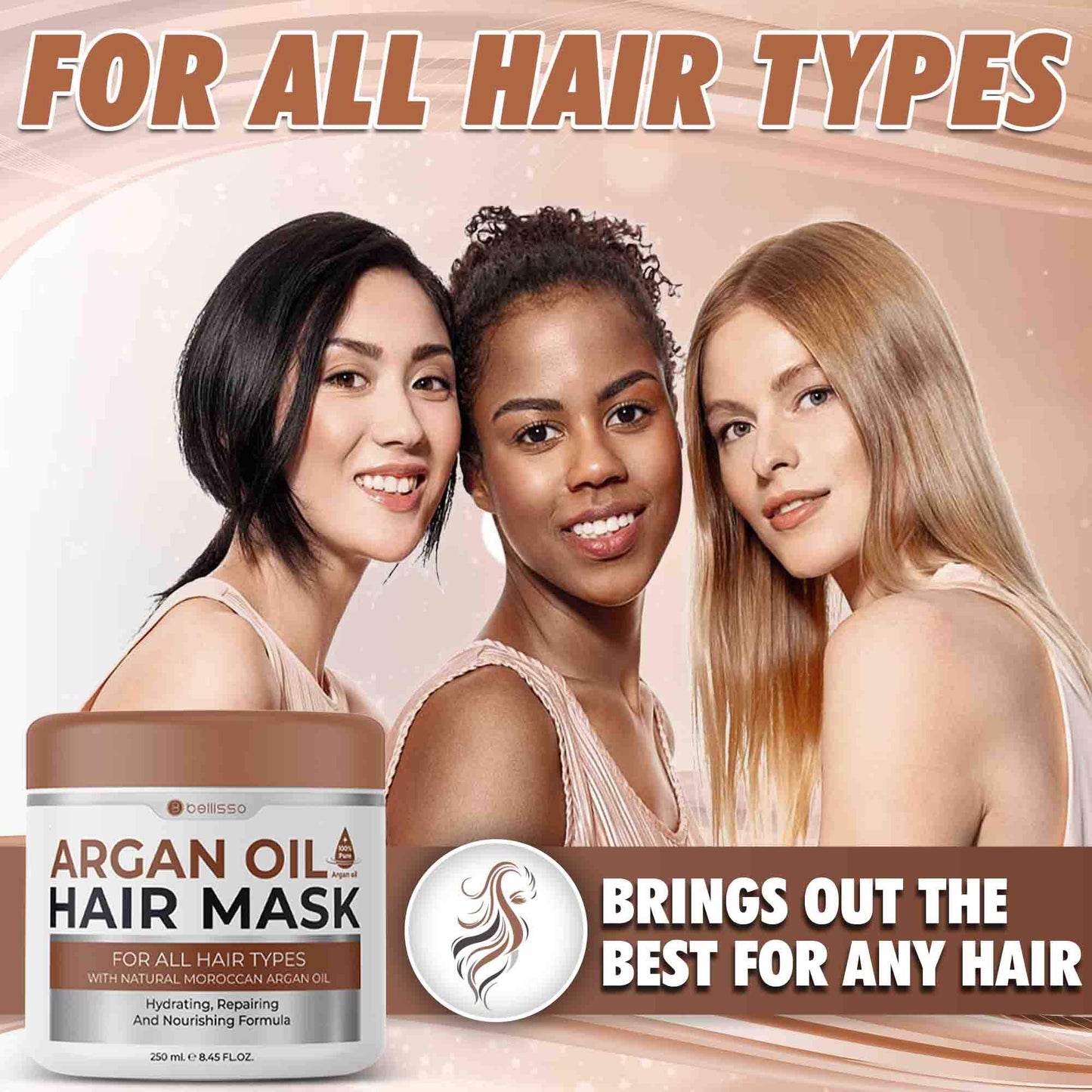 BELLISSO Moroccan Argan Shampoo, Conditioner Set and Hair Mask