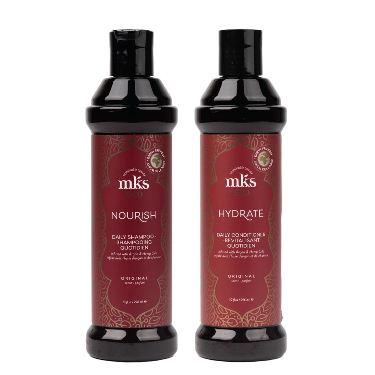 MKS Eco Nourish Shampoo & Hydrate Conditioner Set | Moroccan Argan Oil, Vegan, 10 fl oz Each