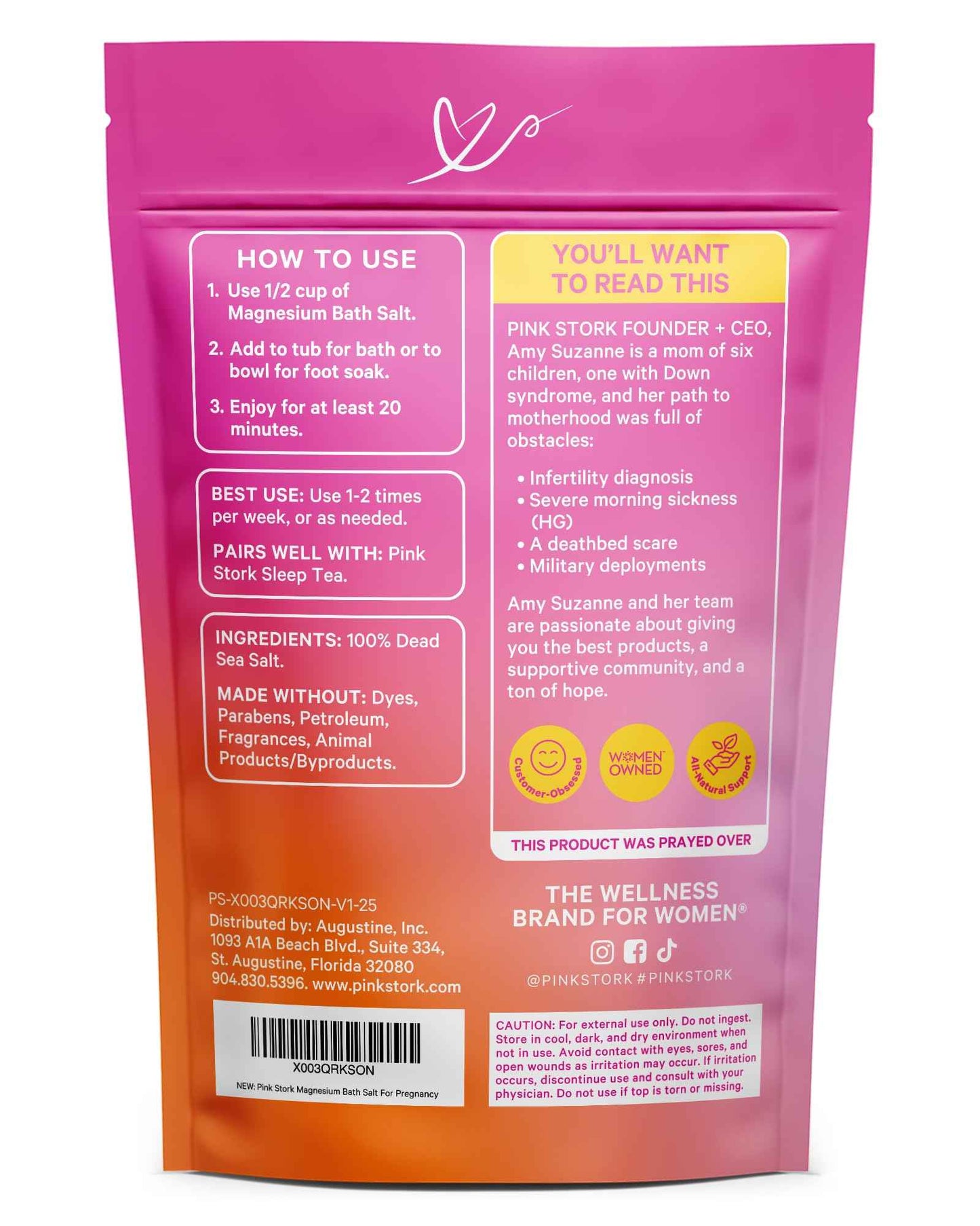 Pink Stork Pregnancy Bath Soak – Unscented Magnesium Flakes for Bath or Foot Soak – Pure Dead Sea Salt – Relief for Pregnancy Aches, Swollen Feet, and Stress – Clean, Fragrance-Free – 2 lb