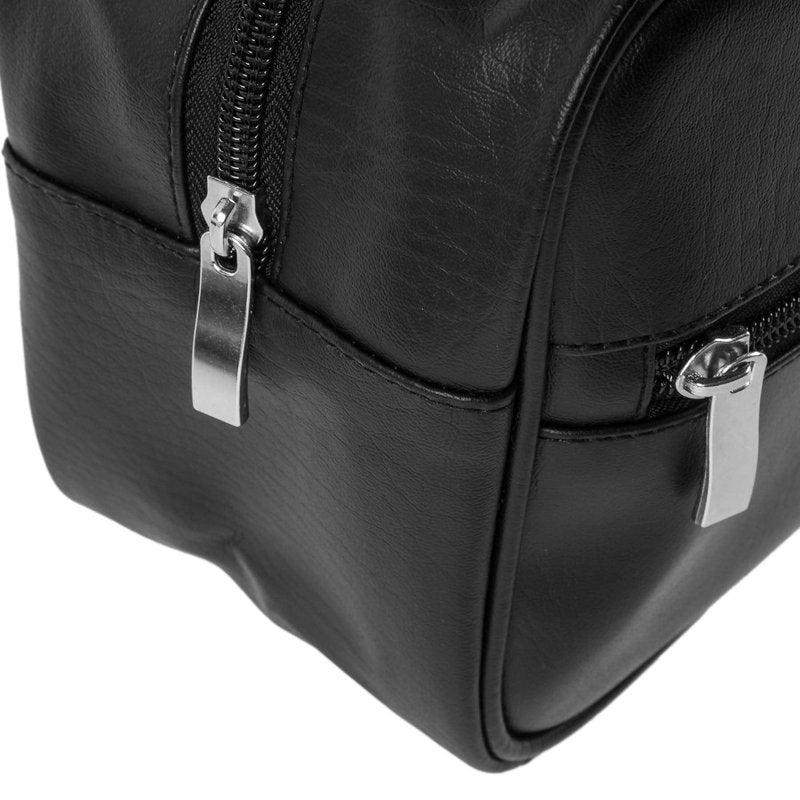 SHANY Dopp Kit and Travel Toiletry Bag – Zippered Faux Leather Grooming Organizer with 2 Internal and 1 External Pockets – Black PU, 11.000" X 8.000" X 3.000", (SH-NT1005-BK)