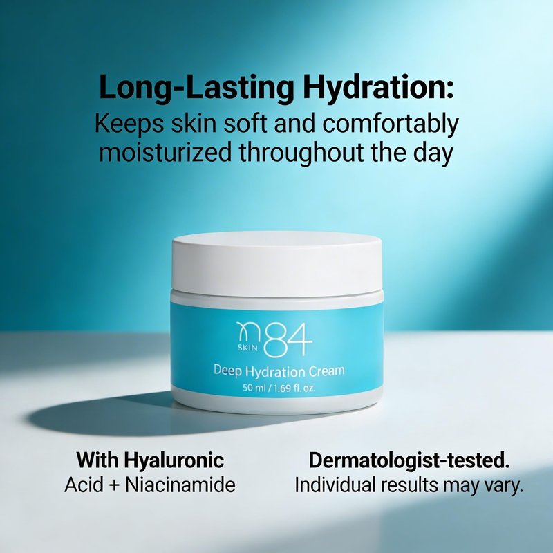 Korean Face Moisturizer with Niacinamide & Hyaluronic Acid – Lightweight Daily Hydrating Cream for Dry, Sensitive & Oily Skin – Non-Greasy, Fast Absorbing 50ml