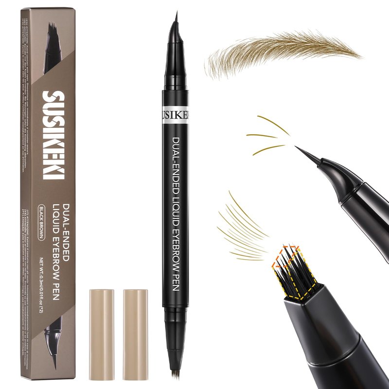 Blonde Color Dual-Ended Microblading Eyebrow Pencil for Women, 2 in 1 Liquid Eyebrow Pencil with Curved Tip and 4D Brow-Fection Microblading Pen, Shaped Fill HairLike Waterproof Eyebrows 01