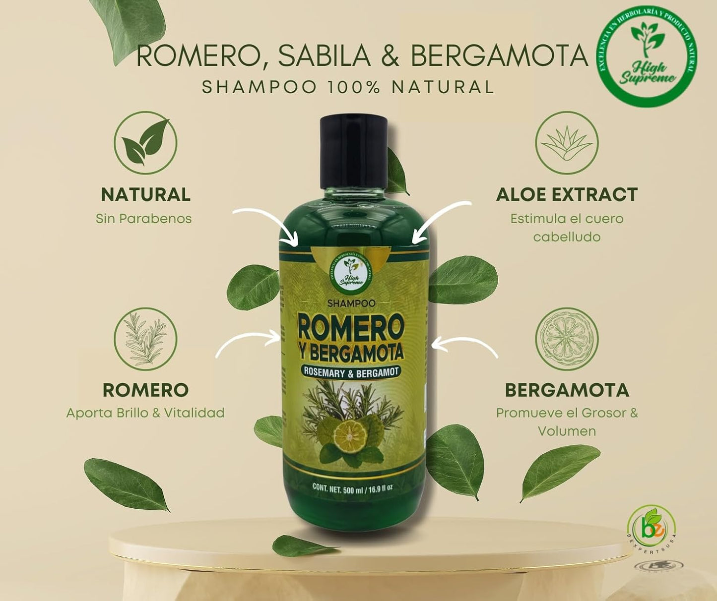 Nourishing Rosemary Aloe Vera Bergamot Shampoo - Sulfate-Free Hair Care | 16.9 fl oz (Pack of 2)