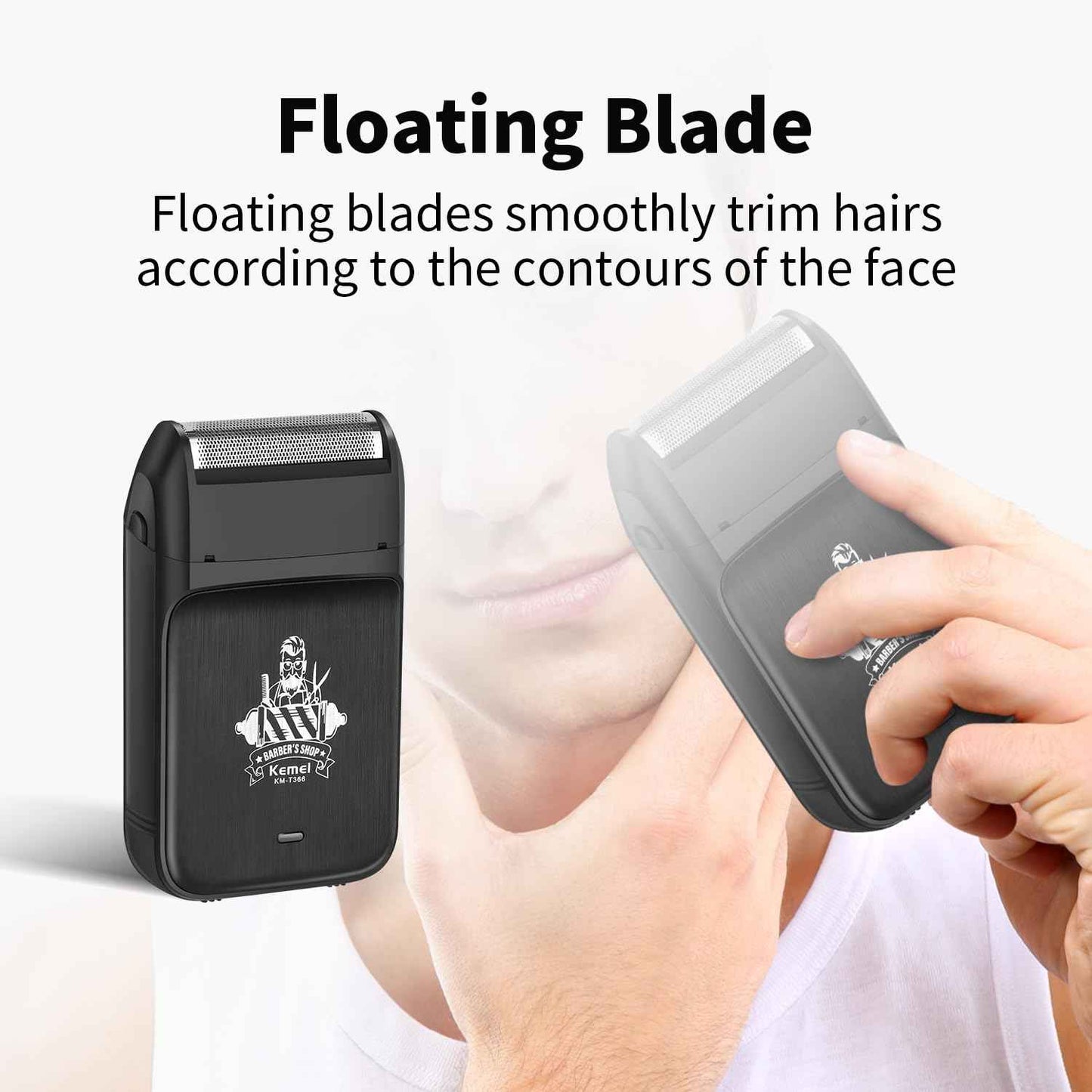 KEMEI KM-T366 Electric Foil Shaver for Men, Cordless Beard Trimmer with Pop-up Trimmer, Rechargeable Mens Razors for Shaving & Bald Head