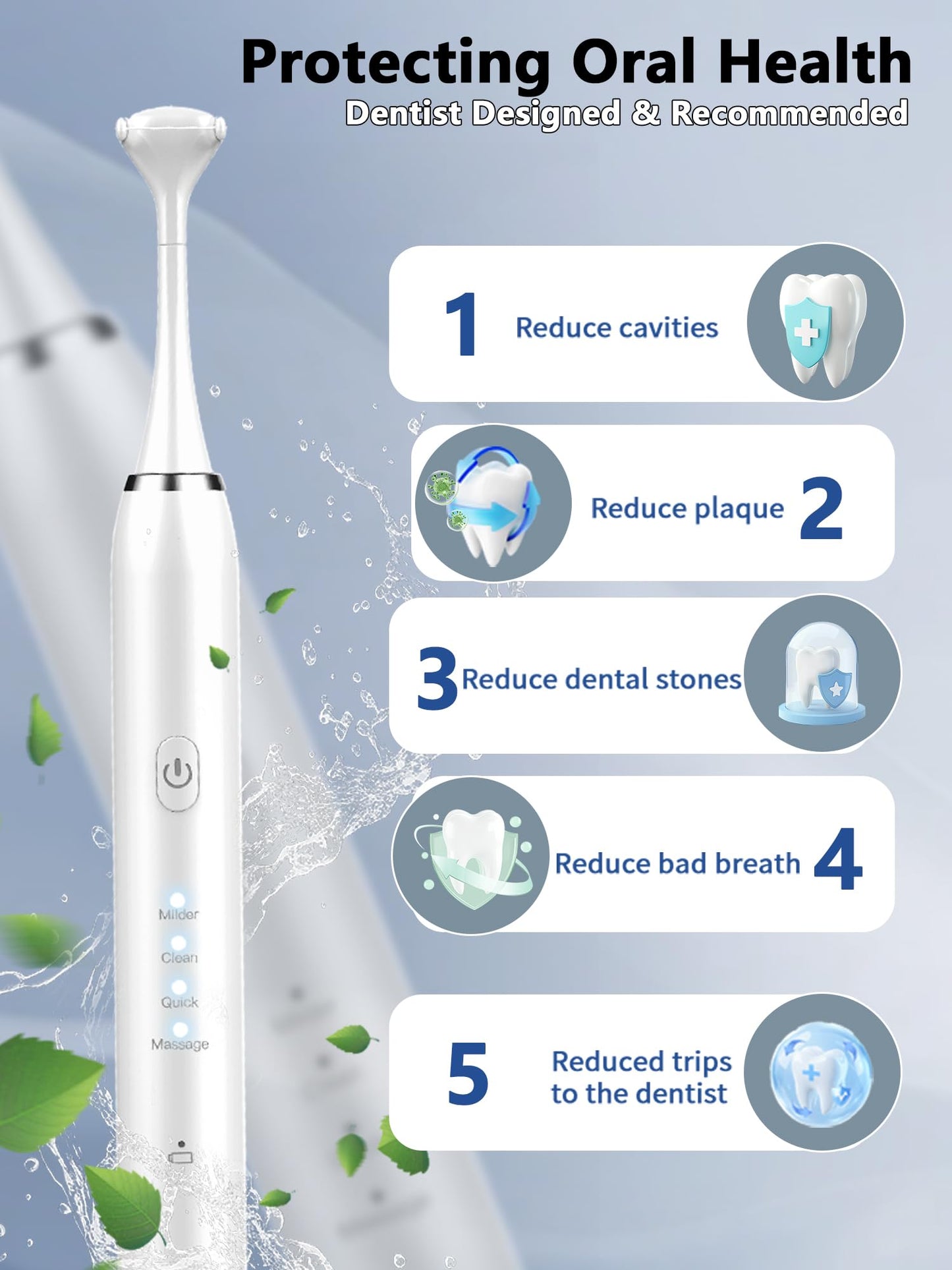 Electric Flosser for Teeth 4 Speeds,Electric Dental Flosser with 50 Replacement Heads,Rechargable Power Flosser for Teeth Cleaning Adults Men and Women