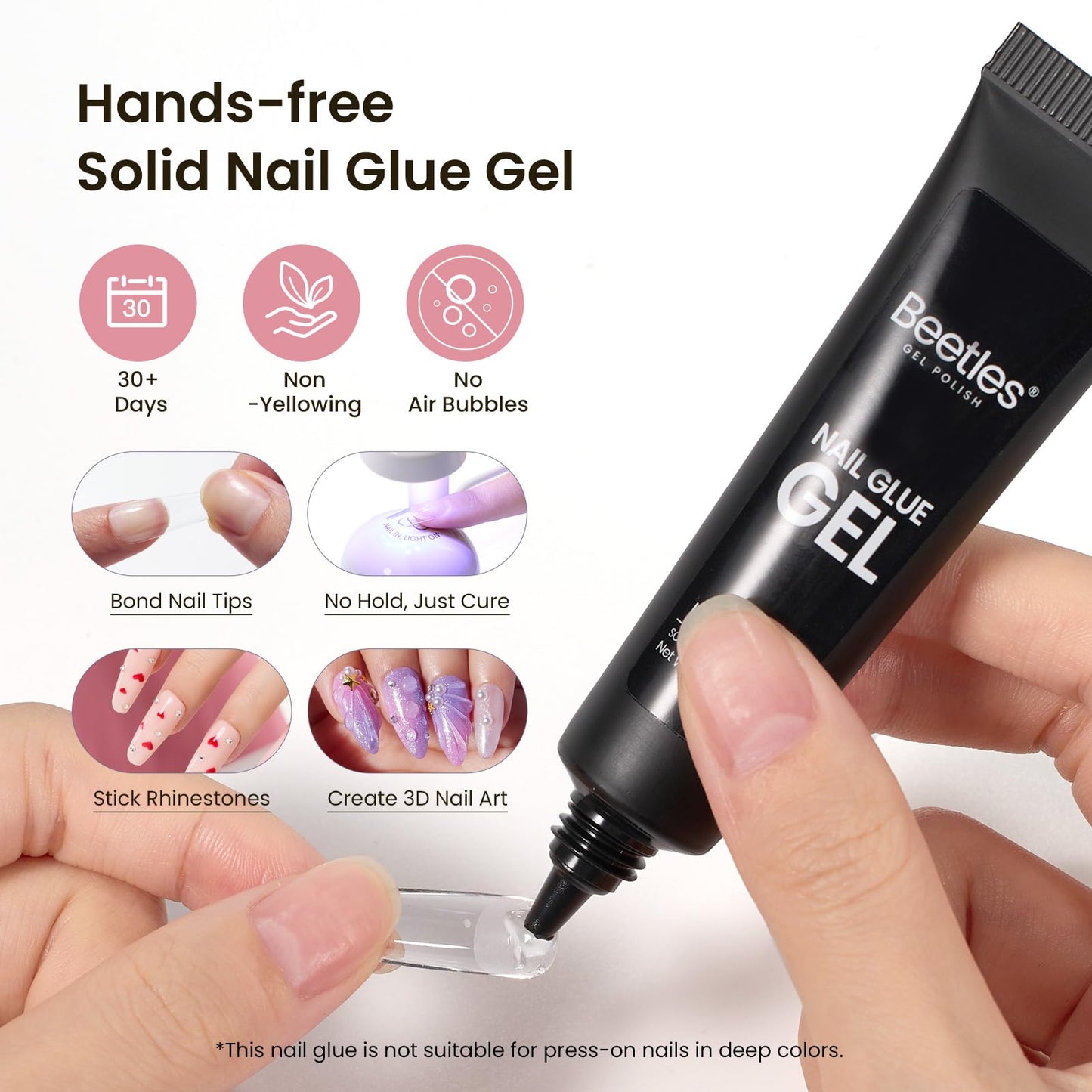 Beetles Gel Nail Kit Etch-X, Medium Square, 576pcs 12Size, with Nail Dehydrator and Primer, Solid Glue Mini Lamp, Half Matte Gel Nail Tips Acrylic Tips Easy DIY Extension Set Gift for Women