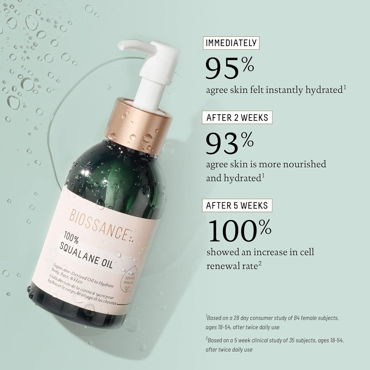 Biossance 100% Squalane Oil - Vegan Hydrating Face & Body Oil | Fast-Absorbing Moisturizer, 3.3 oz