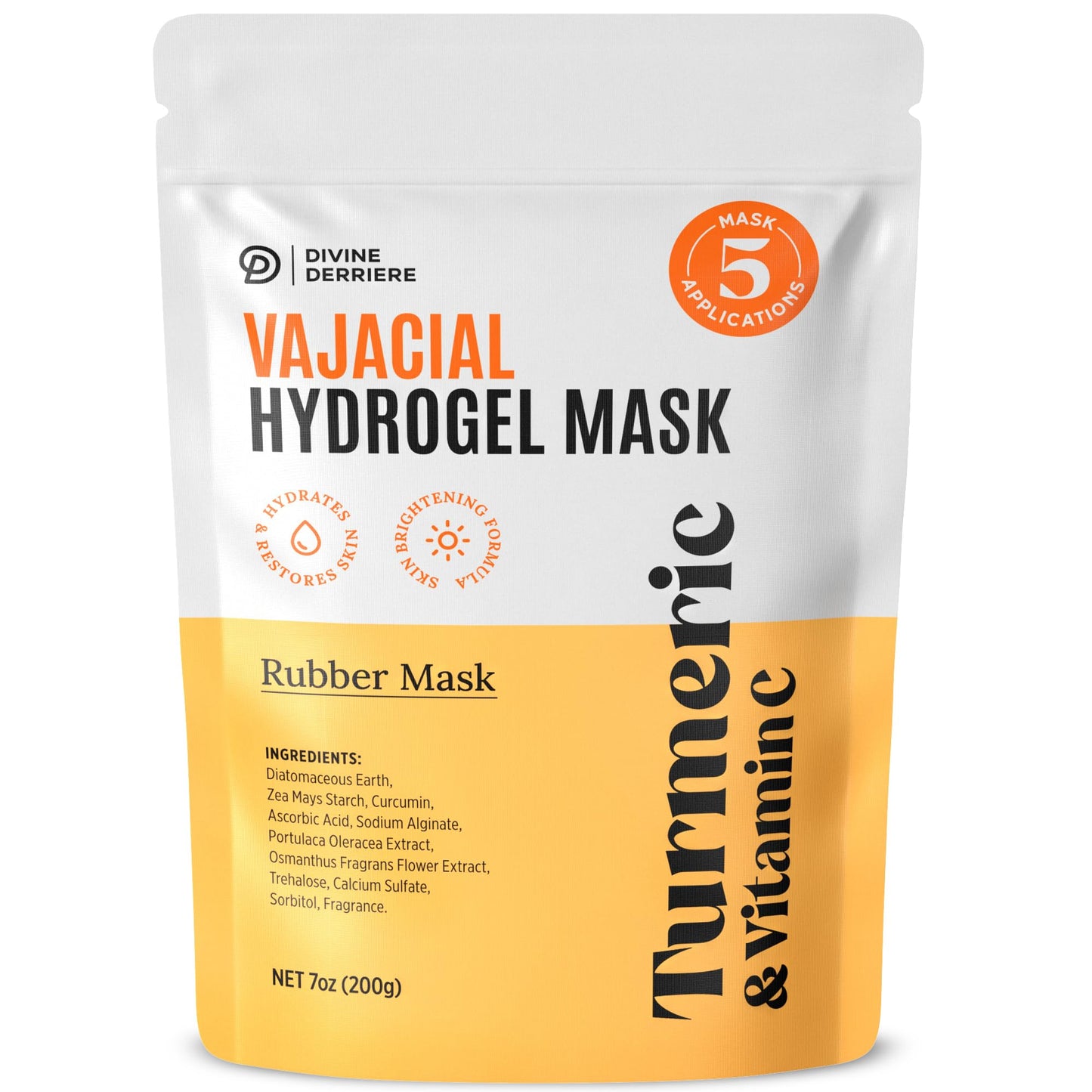 Divine Derriere Vajacial Hydrogel Mask - Premium Modeling Mask with Turmeric & Vitamin C - Deeply Purifying & Super Hydrating Facial & Vajacial Masks, Hydro jelly Peel-Off Powder (Full Kit)