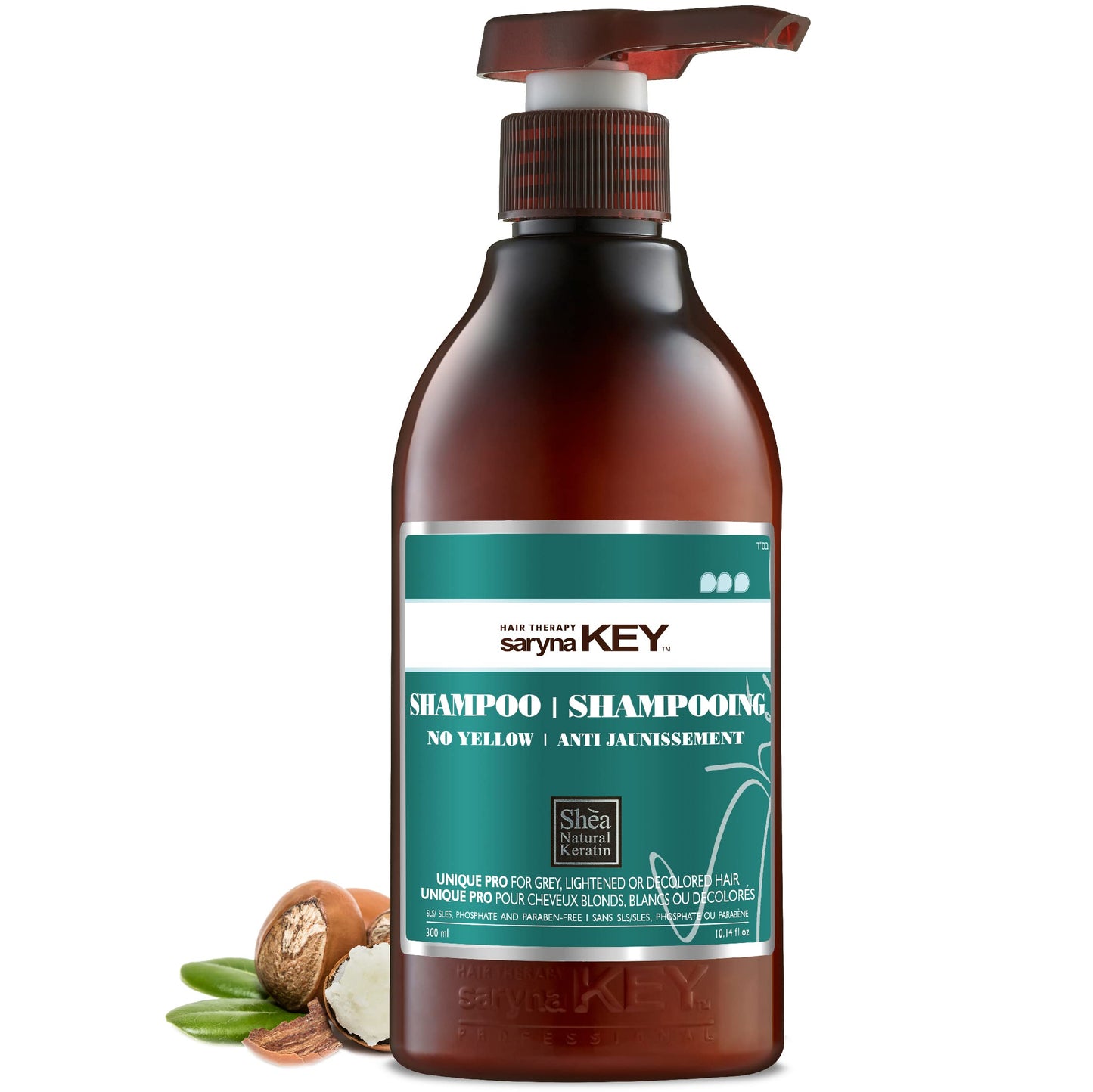Saryna Key No Yellow Shampoo with Shea Butter – Purple Toning Shampoo for Blonde, Gray & Bleached Hair, Neutralizes Brassy Yellow Tones, Hydrating Color Care (300ml)