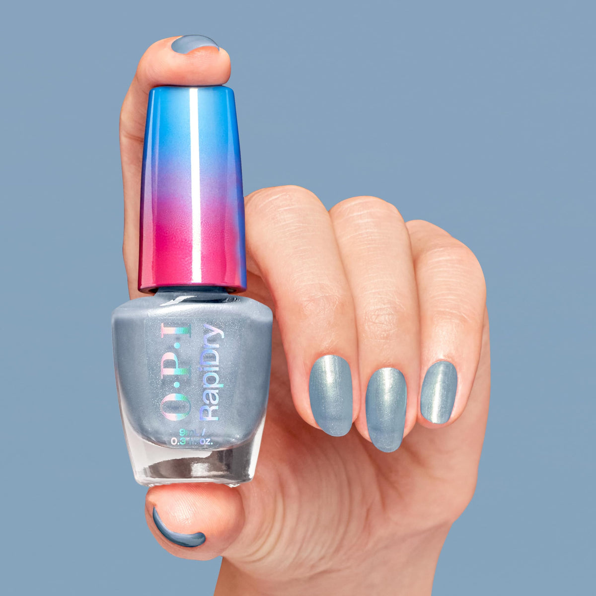 OPI RapiDry Freeze n’ Thank You | Opaque Soft Blue Metallic Quick Dry Nail Polish | Vegan, Smudge Proof, Fast Drying