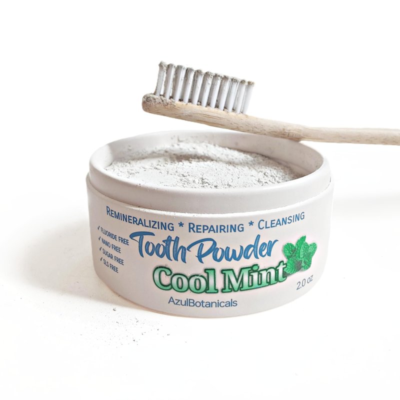 Remineralizing & Cleansing Oral Care - Tooth Powder, Cool Mint. Fluoride Free, SLS Free, Nano Free for Organic Oral Wellness (2 Ounces)