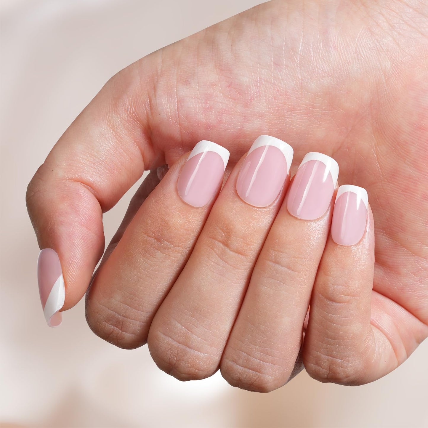 Vansiho Pink French Gel Fake Nails, 600Pcs Short Soft Gel Press on Nails