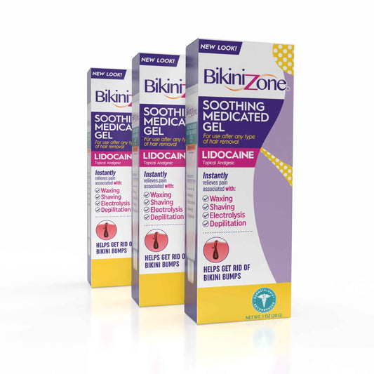 Bikini Zone Medicated After Shave Gel Lidocaine Razor Bump Relief, 1 Oz, 3 Pack