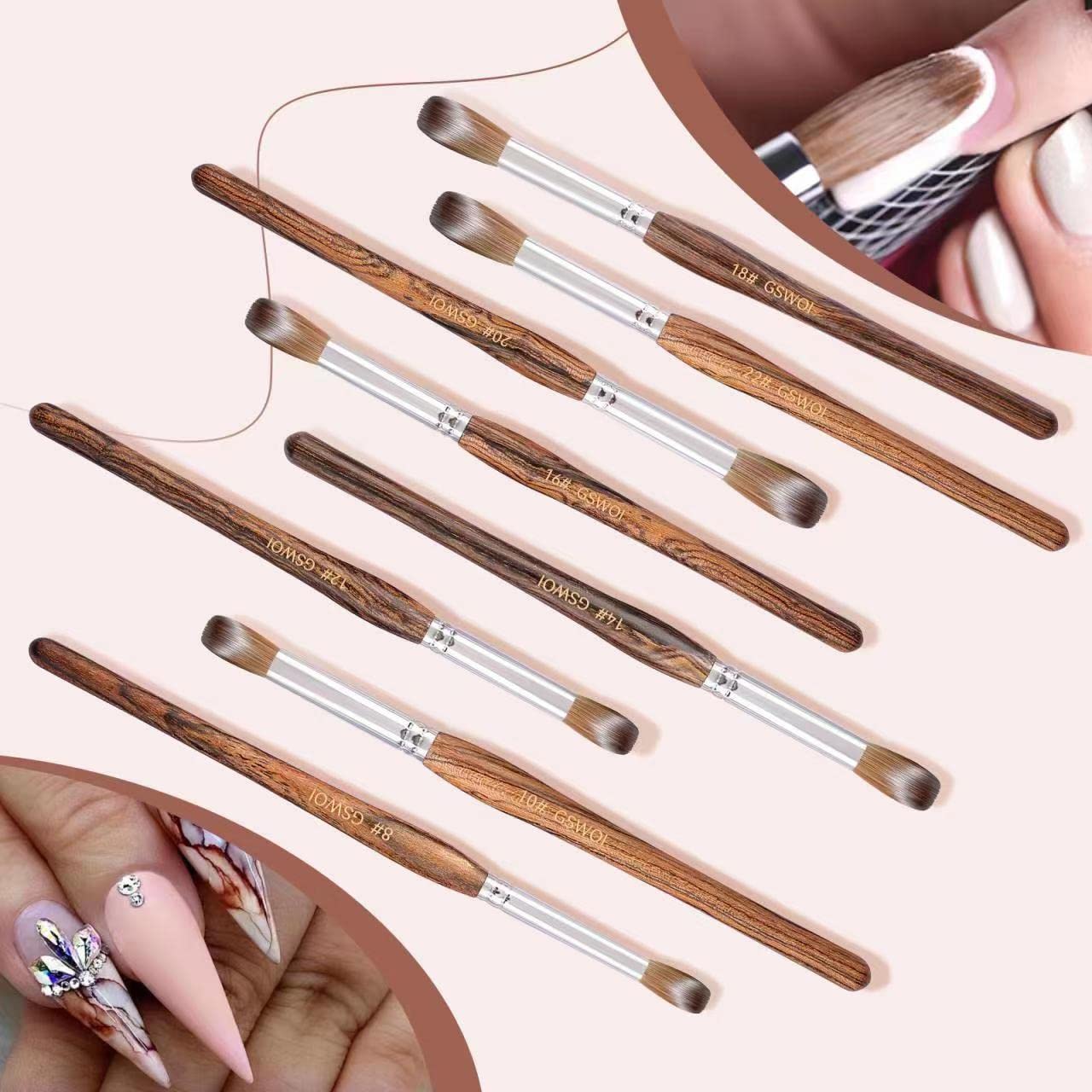 Kolinsky Acrylic Brush Size 22 - Professional Nail Application Tool with Wood Handle for Salons & DIY