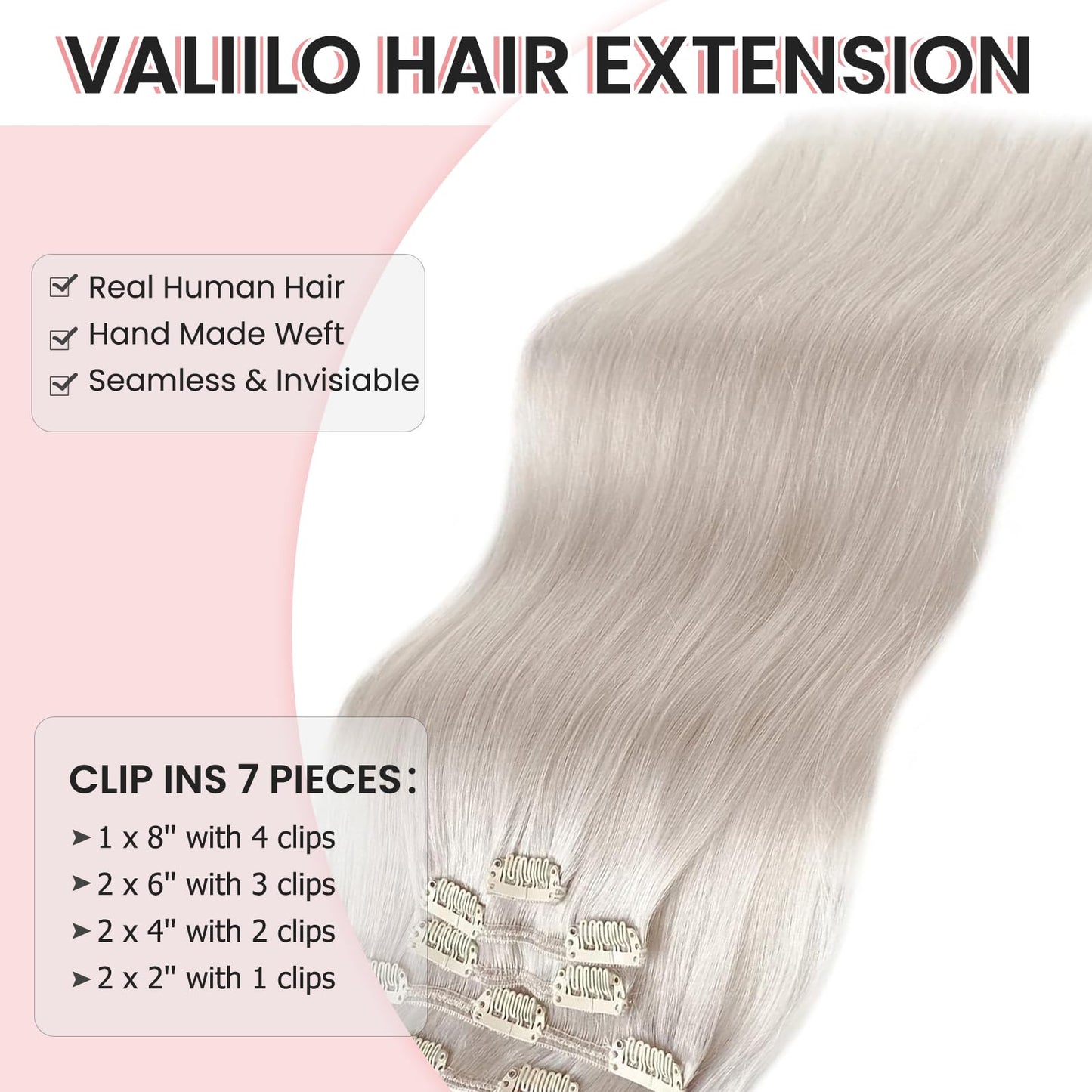Clip in Hair Extensions Light Brown Hair Extension Real Human Hair Clip ins for Women 18 Inch 100G 7 Pcs