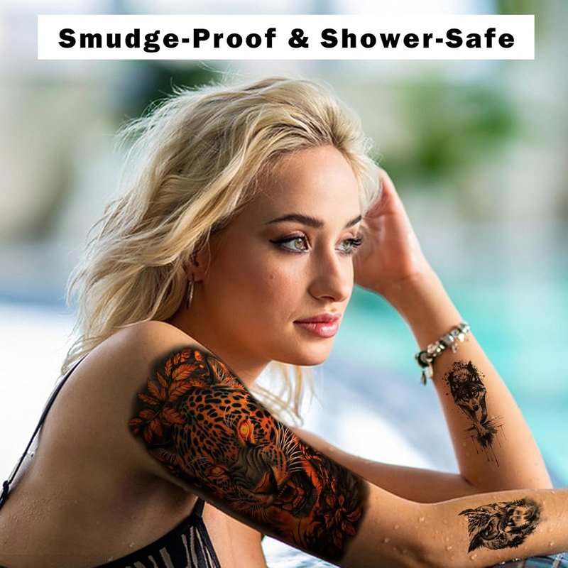Temporary Tattoos for Adults & Kids - Realistic Animal Designs | 77 Sheets, Long-Lasting for Halloween & Parties