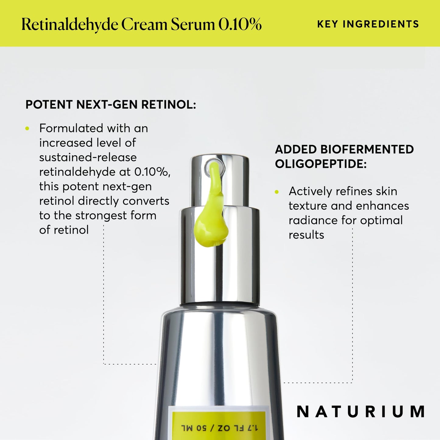 Naturium Retinaldehyde Cream Serum 0.10%, Advanced Anti-Aging & Smoothing Potent Face & Skin Care, 1.7 oz