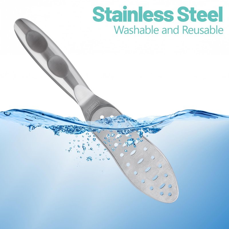 Foot File Callus Remover Stainless Steel Double Sided Foot Scraper, Foot Rasp for Dry and Wet Skin, Pedicure Tool for Feet Hard Skin and Cracked Heels