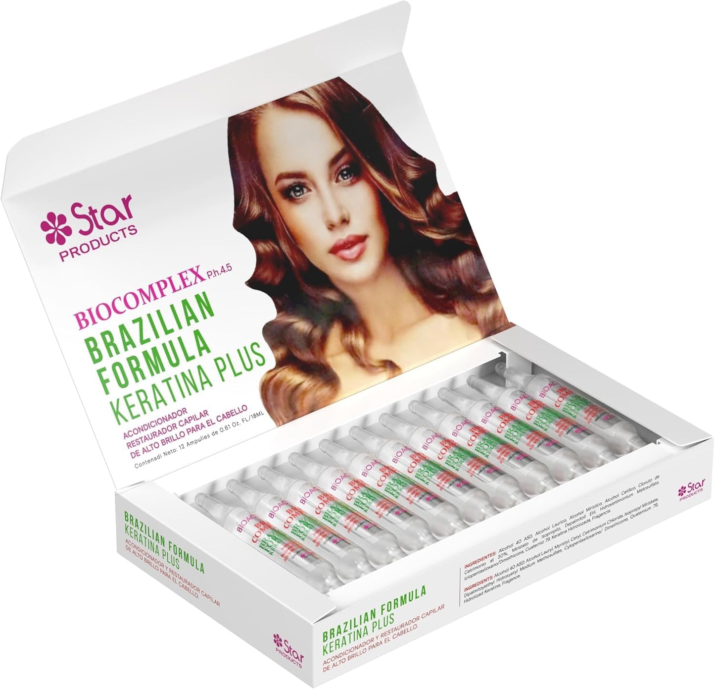 Bio Complex Brazilian Formula Keratin Plus 12 Pack – 0.61 oz Each, Professional Hair Smoothing & Strengthening Treatment for Frizz-Free, Healthy Hair