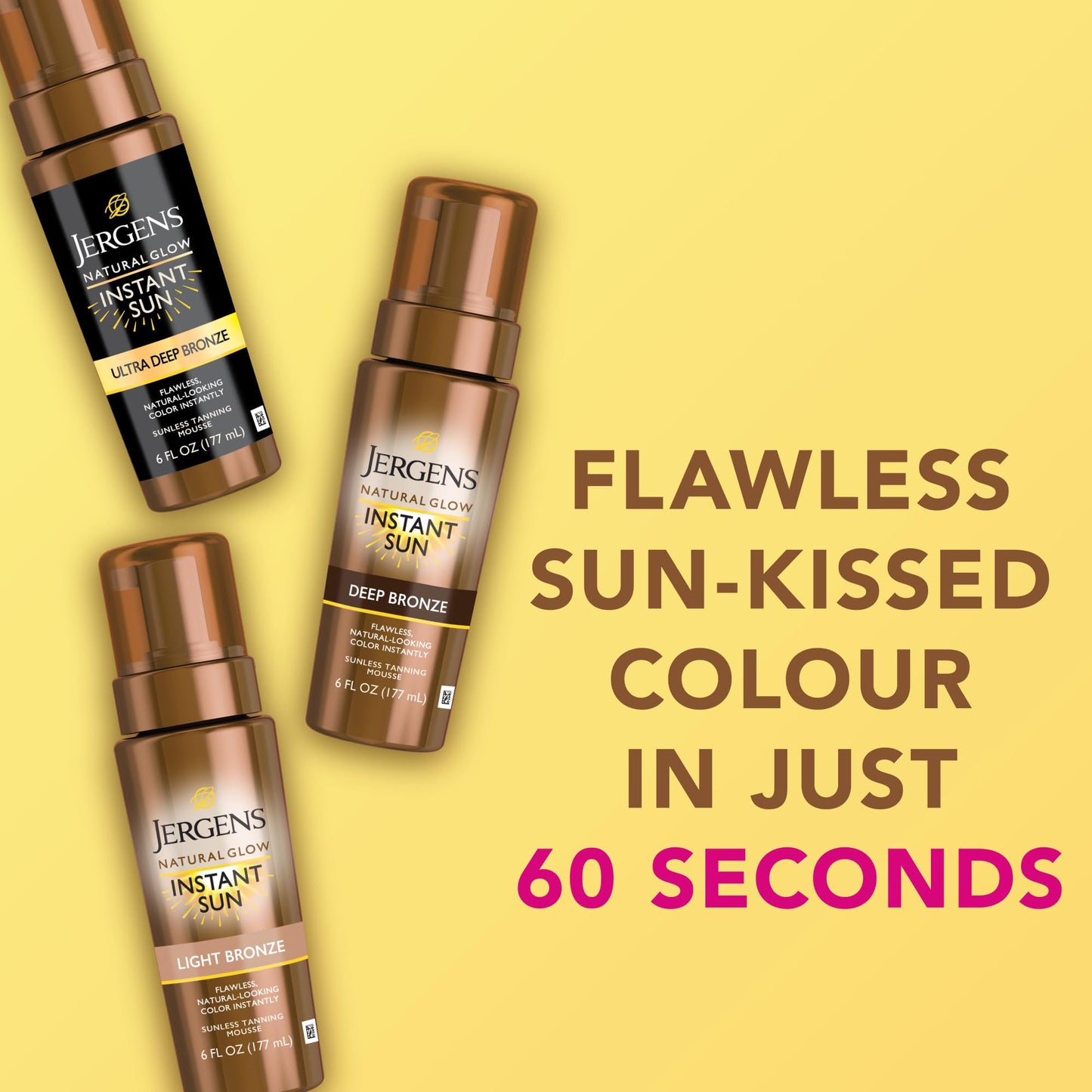 Jergens Natural Glow Instant Sun Bundle: Light Bronze Sunless Tanning Mousse, 6oz Bottle and Applicator Mitt