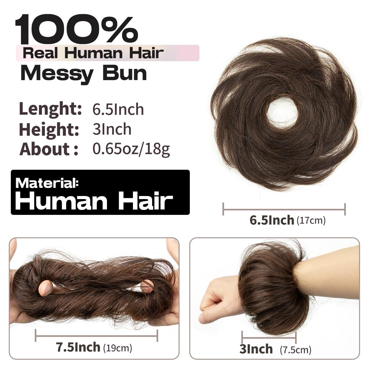 Messy Bun Hair Piece - 2 PCS Dark Brown Soft Fluffy Scrunchies for Easy Updos | Ideal for Women & Kids