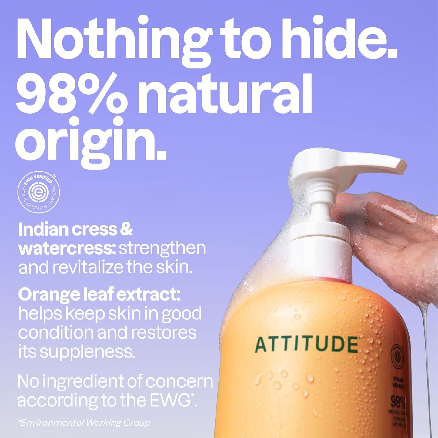 ATTITUDE Body Wash - EWG Verified Vegan Shower Gel | Orange Blossom & Eucalyptus, 32 Fl Oz