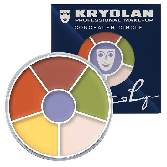 Kryolan Concealer Circle (N) - Full Coverage 6-Color Cream Concealer Palette - Color Corrector For Dark Circles - Hides Redness, Blemishes & Spots - Professional Cream Makeup for All Skin Types