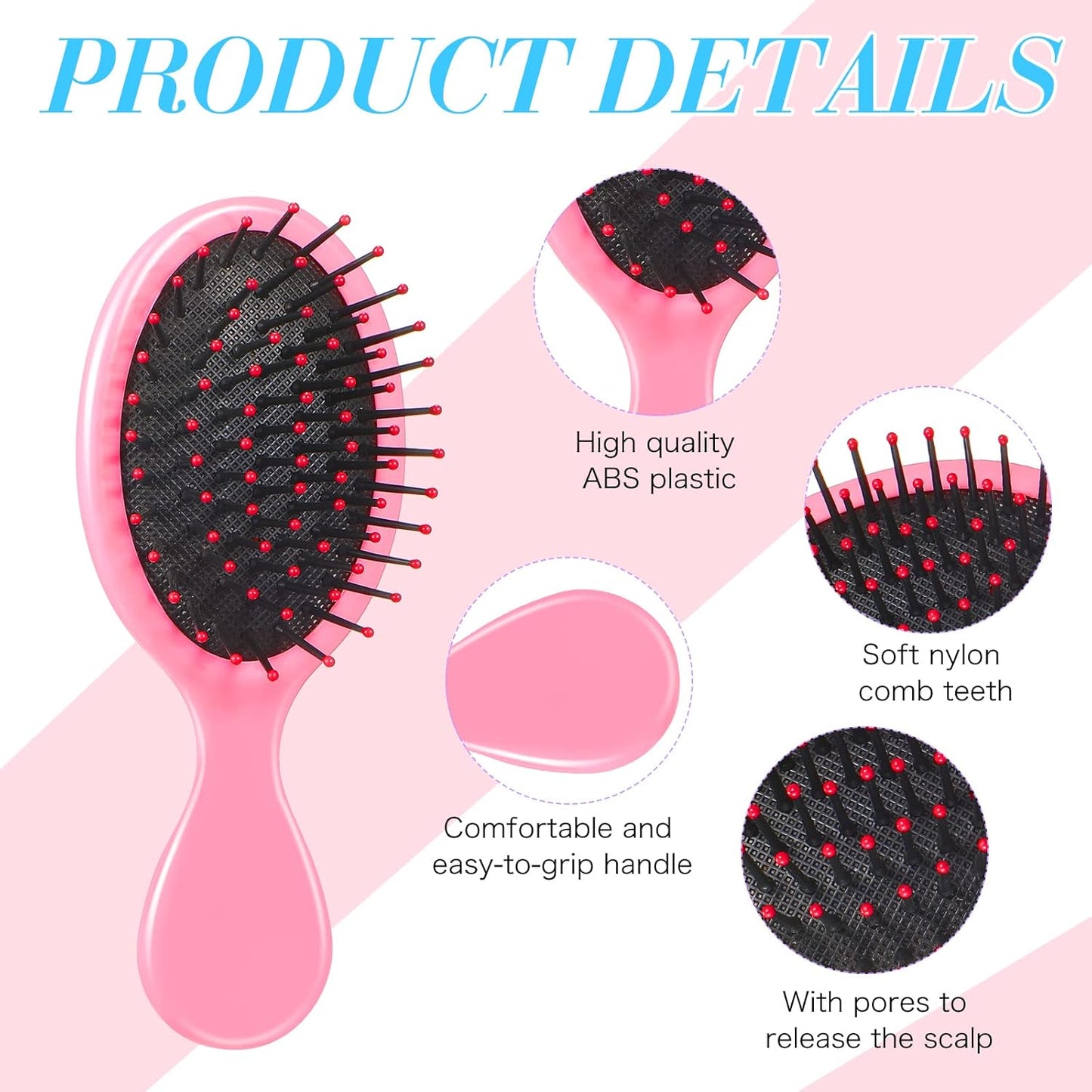 Mini Hairbrushes - 36 Pack Soft Bristle Detangler Brushes for Travel | Ideal for Women, Girls & Toddlers