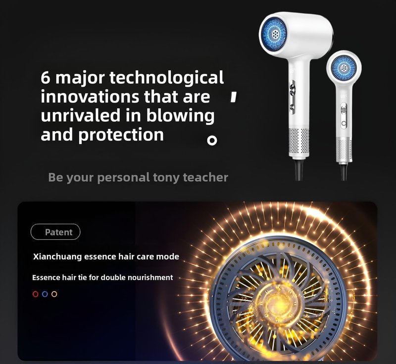 Hair Dryer Essence Hair Care Professional, LCD Temperature Display, 110V, 3 Speed Settings- White