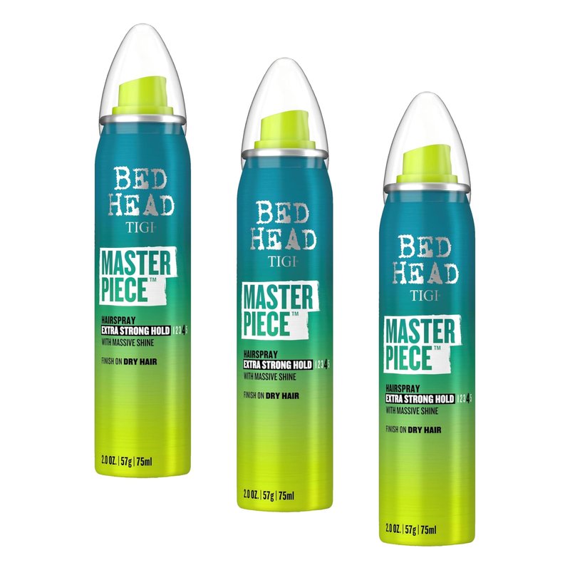 TIGI Bed Head Masterpiece Shiny Hairspray for Strong Hold Travel Size 2.4 oz (Pack of 3)