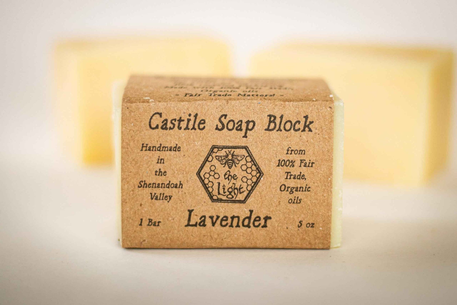 Pure Castile and Artisan Bar Soap Handmade with 100% Fair Trade Organic Oils, Cold Process Bars with Soap Saver Eco Scrub Bag by BeeTheLight (15 ounces w/Soap Saver Bag, Lavender Castile)
