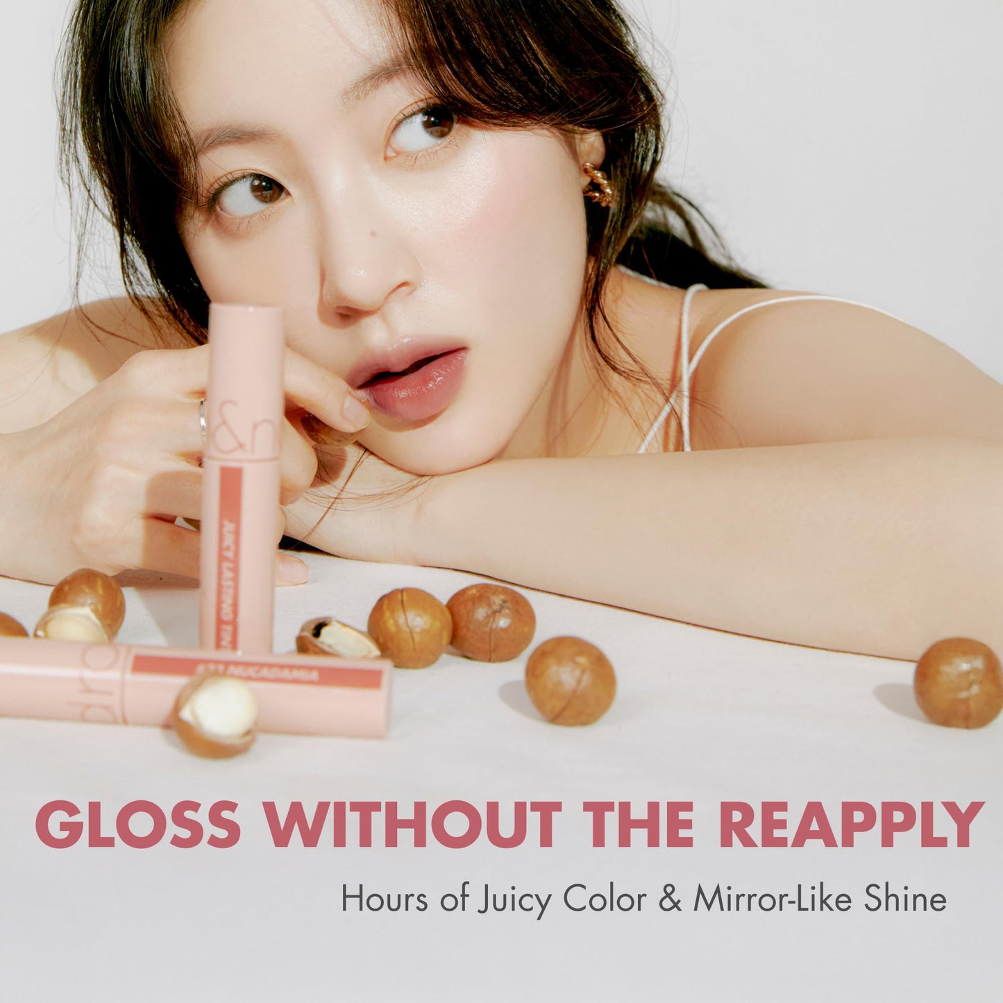 rom&nd Juicy Lasting Tint #18 Mulled Peach - K-Beauty Glossy Lip Stain | Hydrating, Long-Lasting, Non-Sticky Syrupy Finish | Natural Fruit-Inspired Coral Peach for All Skin Tones