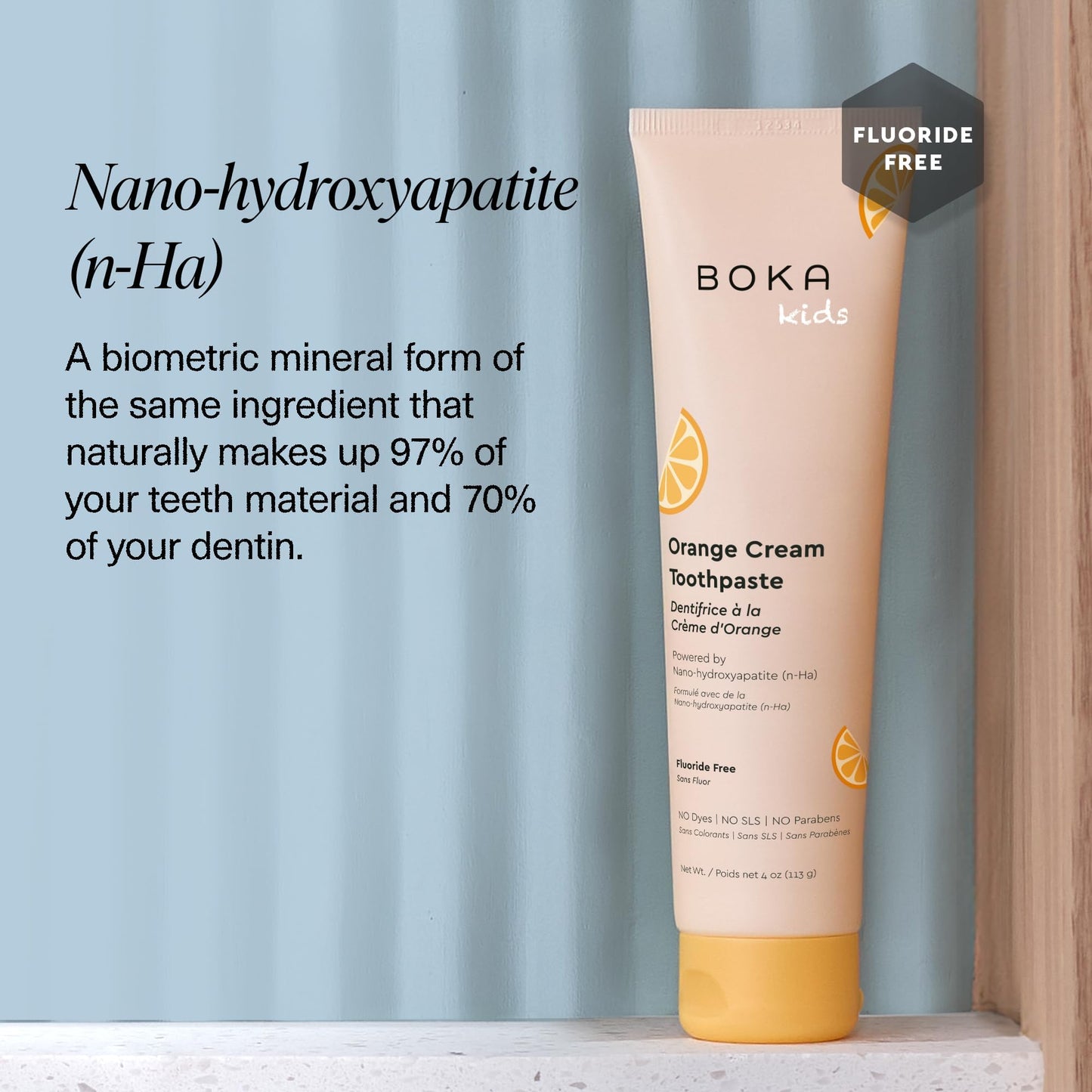 Boka Fluoride Free Toothpaste Nano Hydroxyapatite Toothpaste - Orange Cream Flavor, 4 oz 1Pk