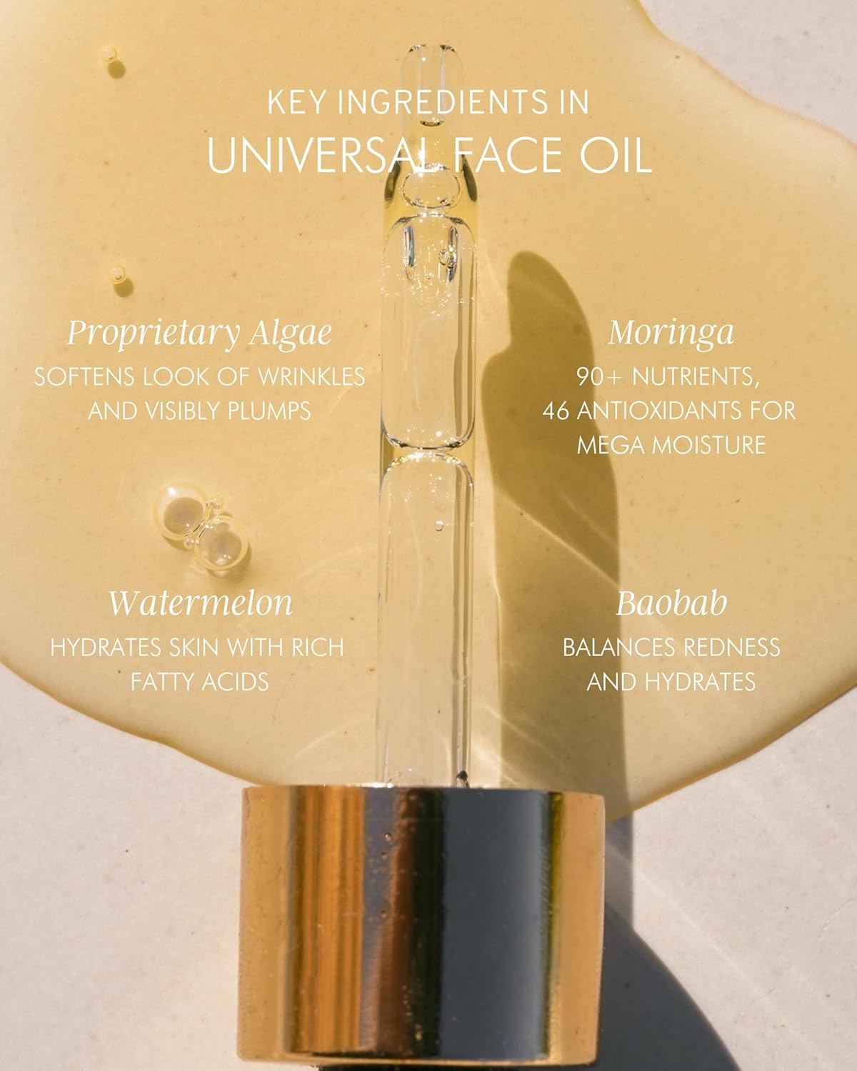 Universal Face Oil - Hydrating Anti-Aging Formula with Algae & Moringa | Glow-Boosting 0.5 oz (15 ml)
