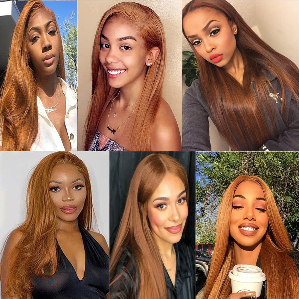12 14 16 Inch Color 30 Human Hair Brown Straight Bundles - Unprocessed Virgin Brazilian Weave No Tangle Hair Extensions For Women