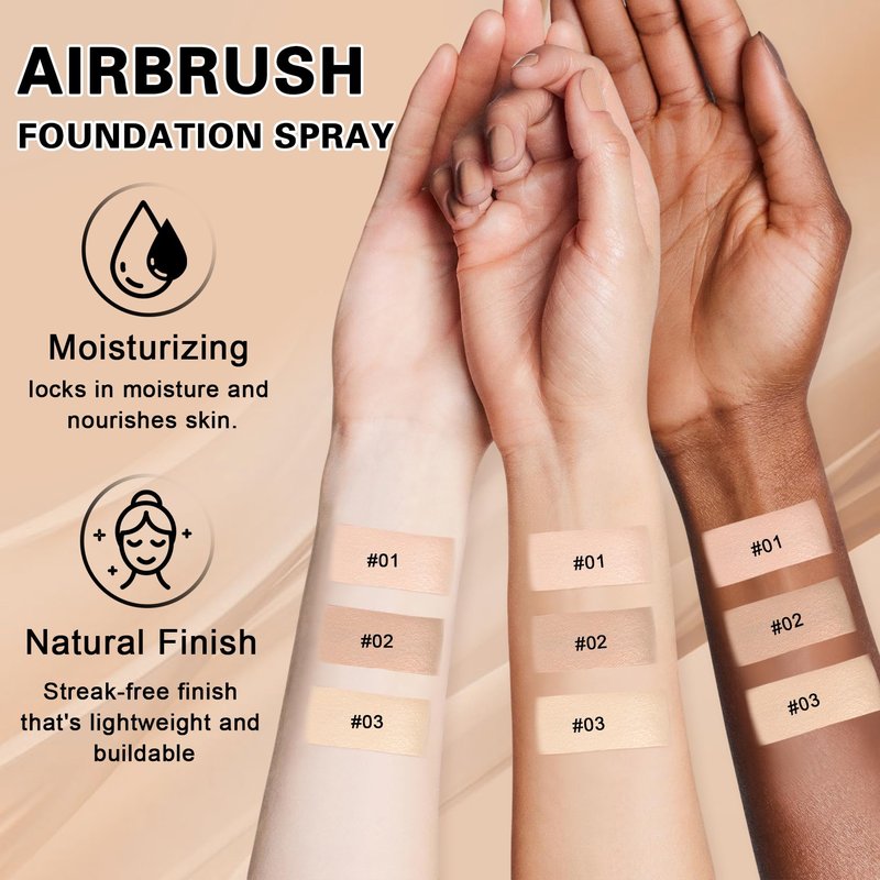 IONSGAKO Magic Minerals Airbrush Foundation Makeup Spray Silk Flawless Foundation Mist Makeup Full Coverage Foundation Breathable Long Lasting Natural Matte Finish for Mature Skin(Natural)
