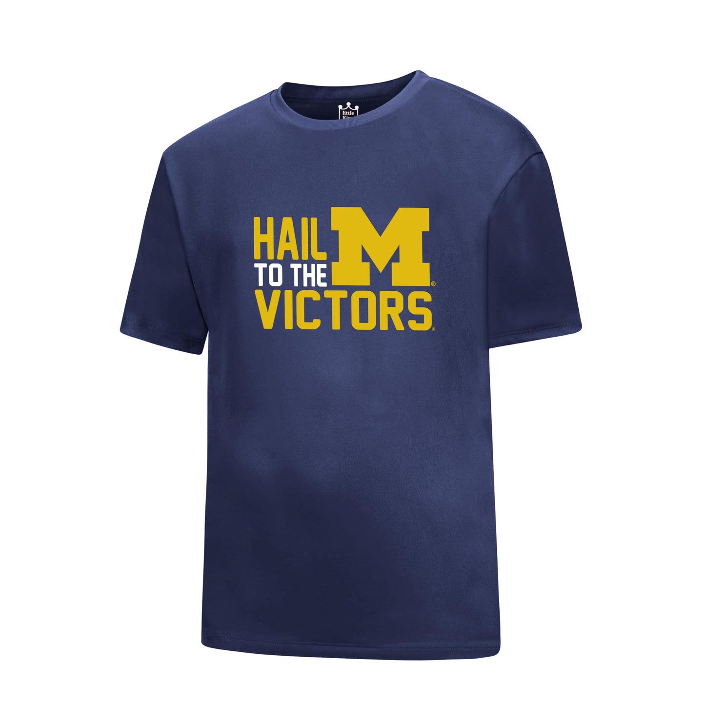 Little King NCAA Boys Youth-Poly Tech T-Shirt-Michigan-Navy-Youth Large