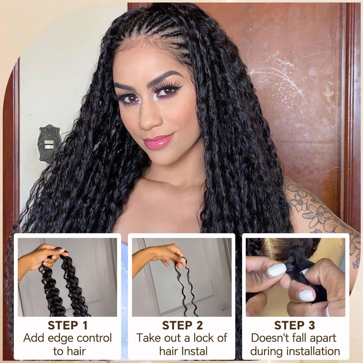 Human Braiding Hair for Boho Braids 3 Bundles 120g 20Inch Deep Wave Human Hair Braiding Hair 12A Brazilian Virgin No Weft Hair Extensions for Bohemian Knotless Braids Bulk Human Hair for Braiding