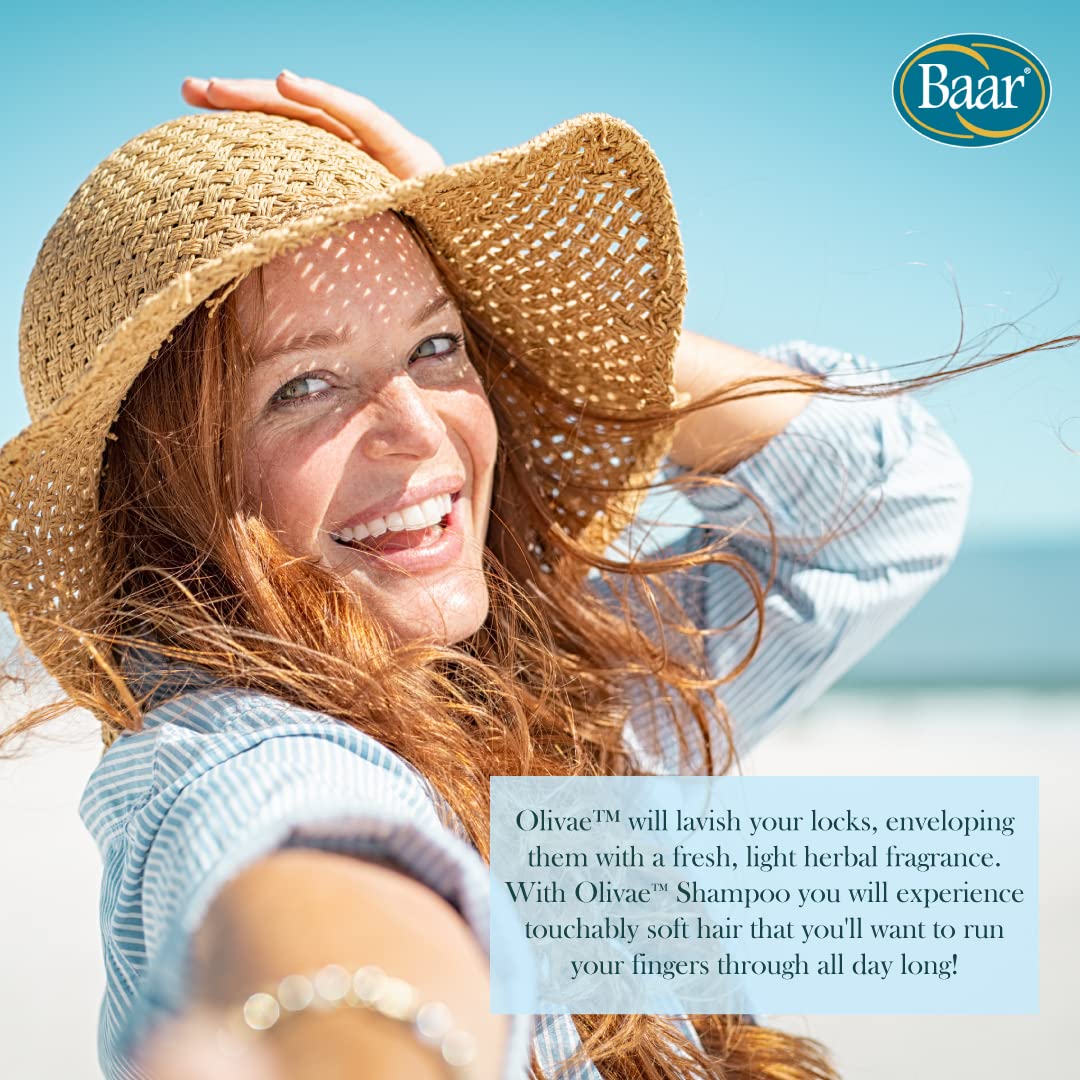 Baar Olivae Shampoo, Formulated with Organic Olive Oil to Nourish & Cleanse, Infused with Aloe Vera, Jojoba Oil & Proteins to Repair Dry Damaged Hair & Add Volume, 16.5 fl oz