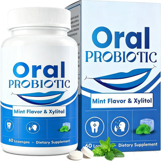 Oral Probiotics, 11 Billion CFU, with M18, A12, Oral Probiotics for Mouth Bad Breath for Adults, Dry Mouth, Gum Health & Gum Restore, Chronic Halitosis, Fresh Breath, 60 Lozenges (Mint Flavor)