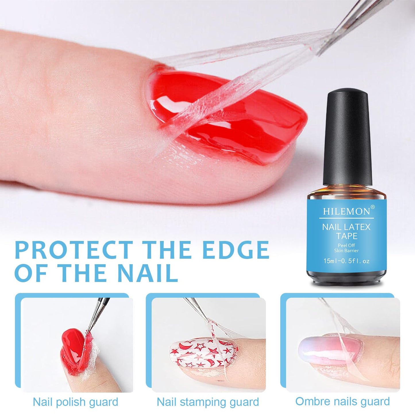 Quick Gel Nail Polish Remover Kit - Fast-Acting 15ml Formula | Includes Latex Tape, Mini Nail File & Cuticle Pusher