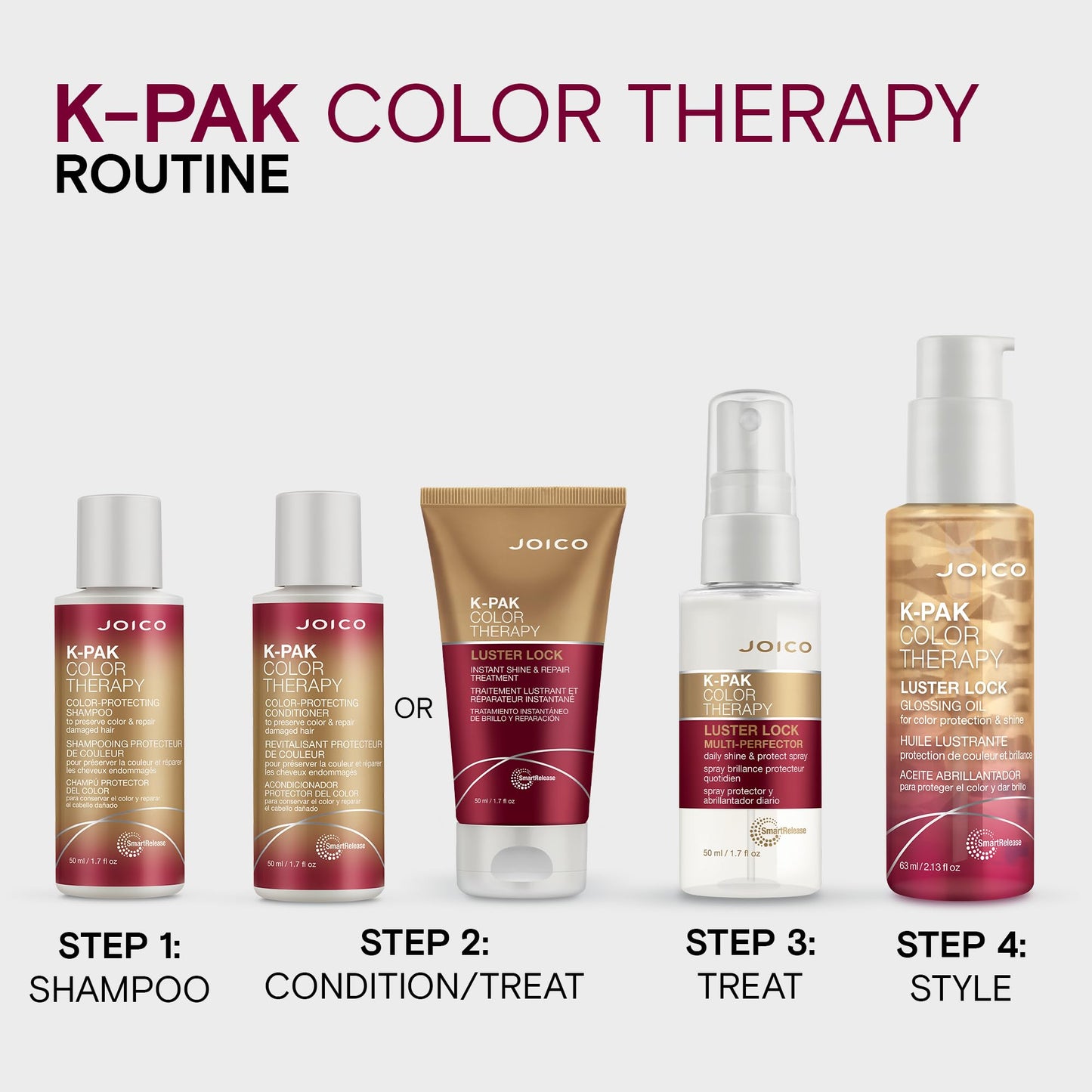 K-PAK Color Therapy Luster Lock Instant Shine & Repair Treatment | For Color-Treated Hair | Boost Color Vibrancy | Repair Breakage | With Keratin & Argan Oil | 1.7 Fl Oz