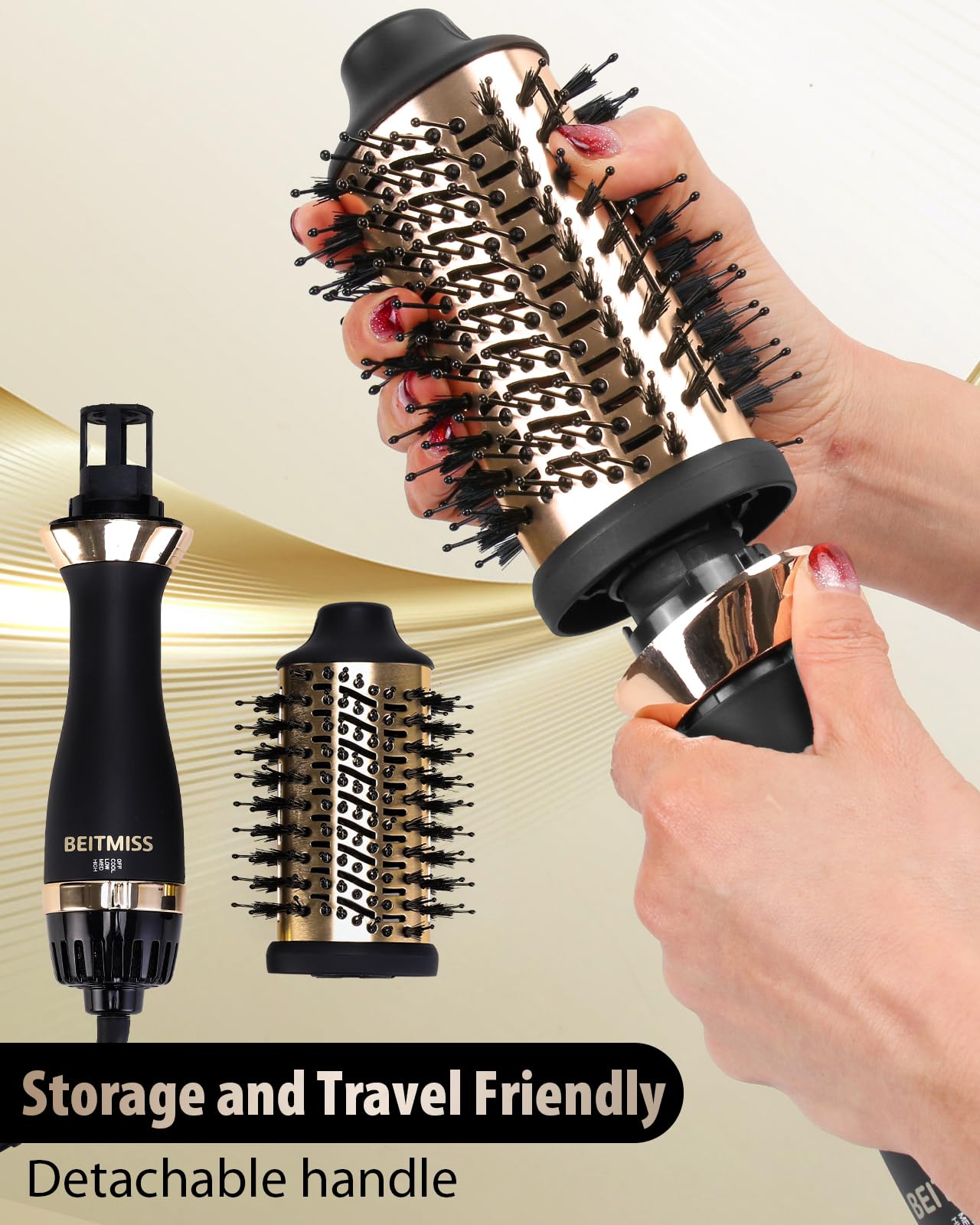 Blow Hair Dryer Brush: Detachable 4-in-1 with Ionic Technology, Brush-Blow-Dryer Oval Barrel with Ionic Technology Fluffy, Belowout-Hair-Volumizer