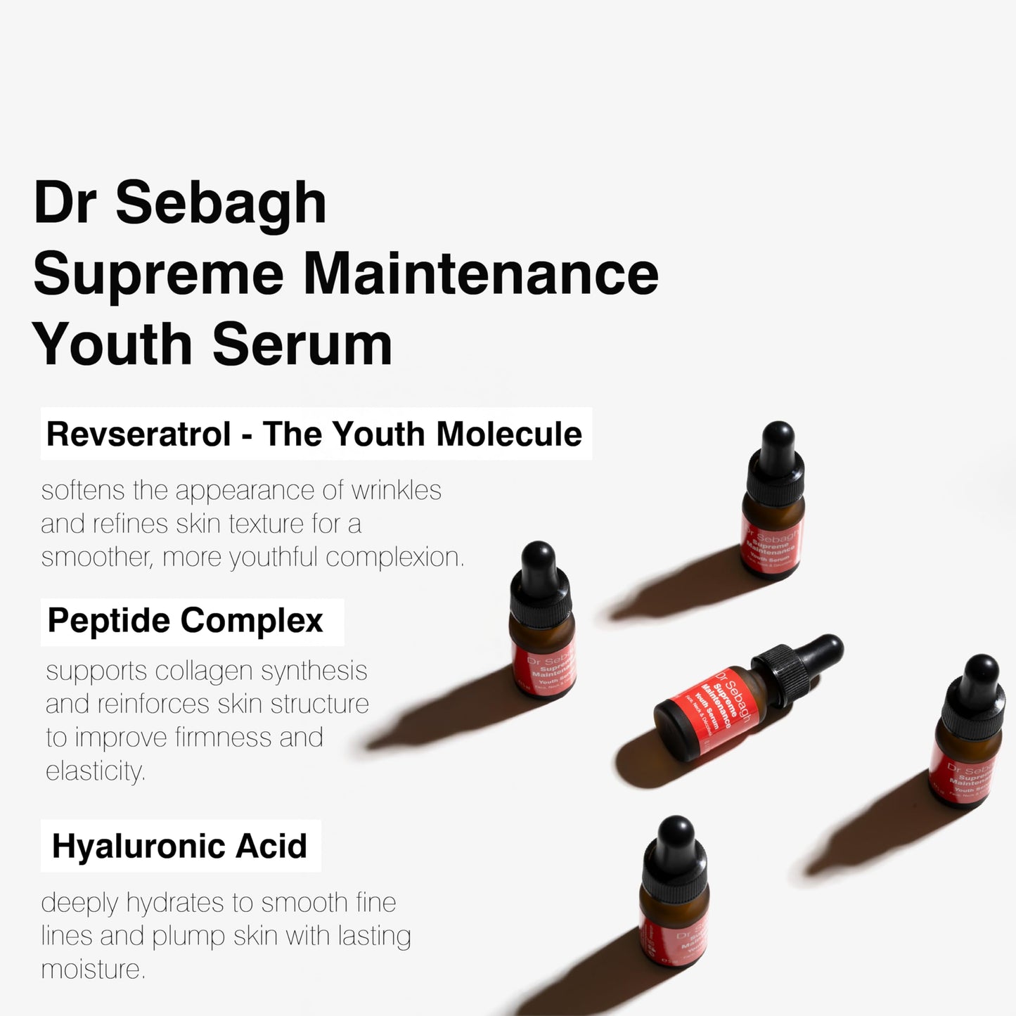 Dr Sebagh Supreme Maintenance Youth Serum (0.17 fl oz) - Award-Winning Anti Aging Resveratrol Serum for Face - Collagen-Boosting Hydrating - Advanced Resveratrol Skin Care Treatment