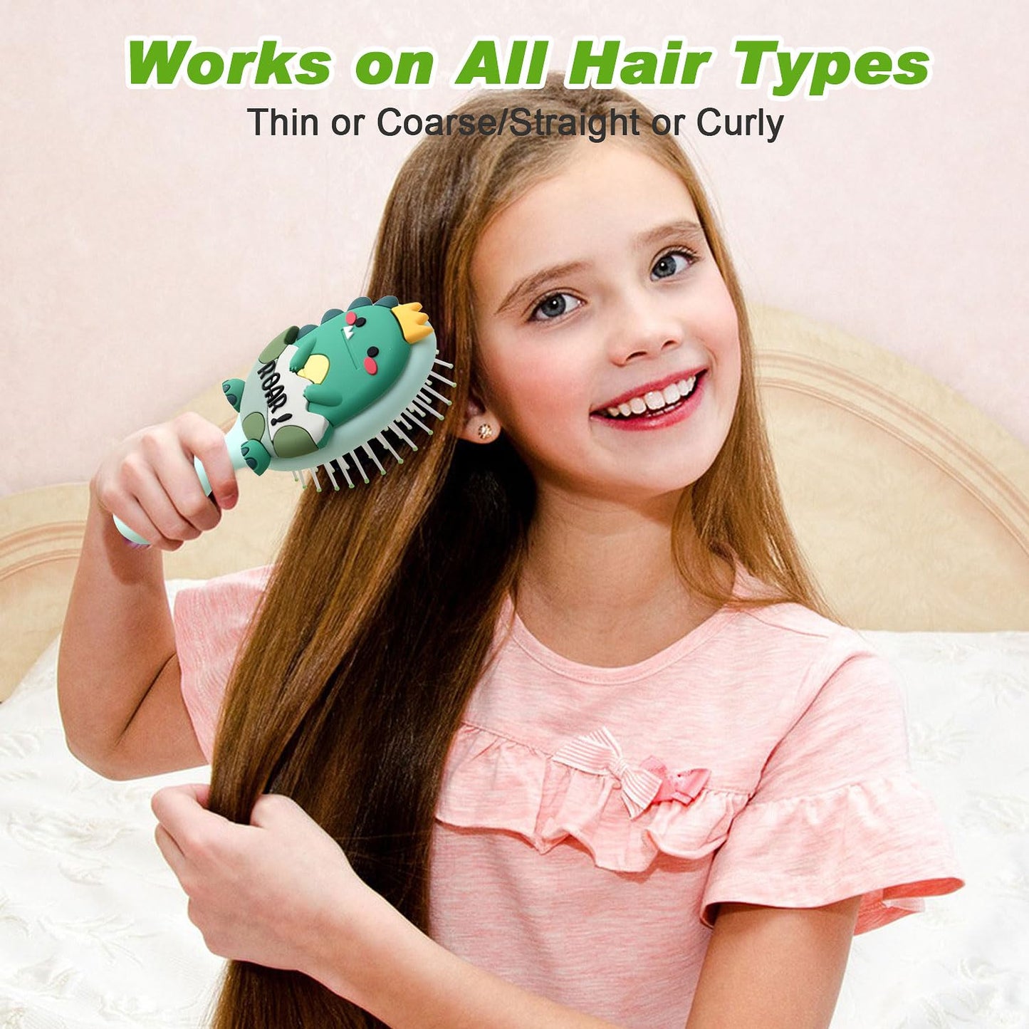 mini hair brush for kids, small toddler Hairs Brush, travel hair brush for Boys and Girls Baby ，Detangler Brush for Wet or Dry Thick or Curly Natural Straight (green)