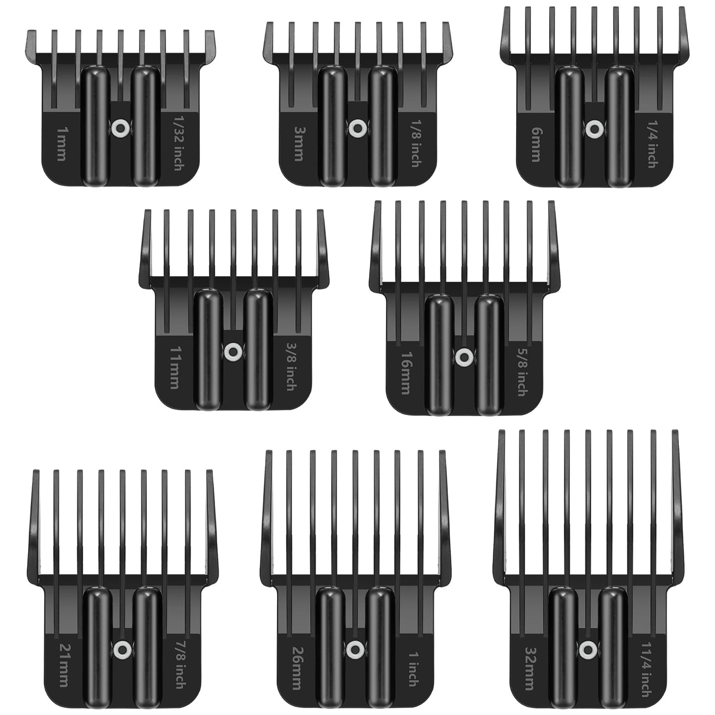 8 Premium Clipper Guards for BaBylissPRO Barberology FX870，FX890，FX825 and FX673 Clippers, Fit for Babyliss Clipper Guards with Metal Clip - Cutting Lengths 1/16-3/4 inch Attachment Combs Set