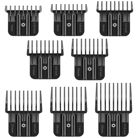 8 Premium Clipper Guards for BaBylissPRO Barberology FX870，FX890，FX825 and FX673 Clippers, Fit for Babyliss Clipper Guards with Metal Clip - Cutting Lengths 1/16-3/4 inch Attachment Combs Set