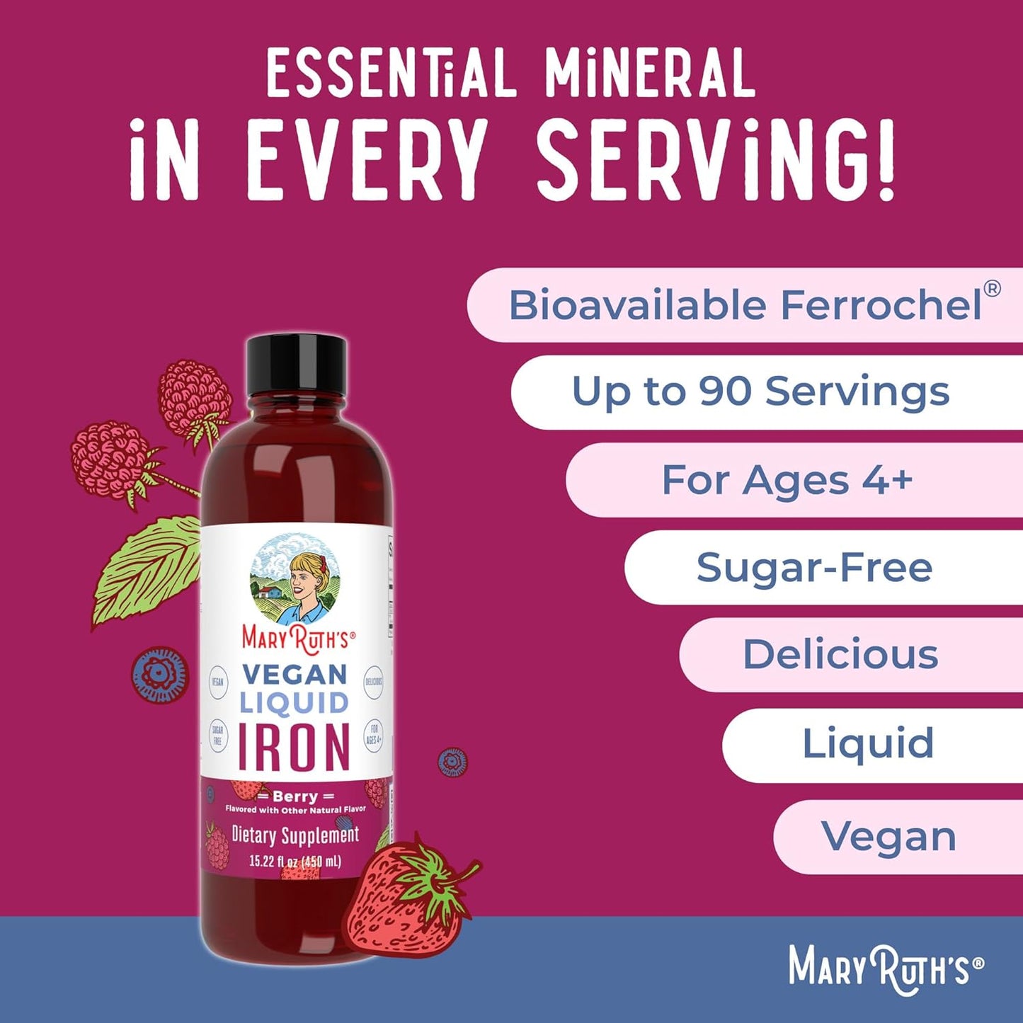 MaryRuth's Liquid Morning Multivitamin - Hair Growth & Iron Supplement | Vegan, Non-GMO, 30oz