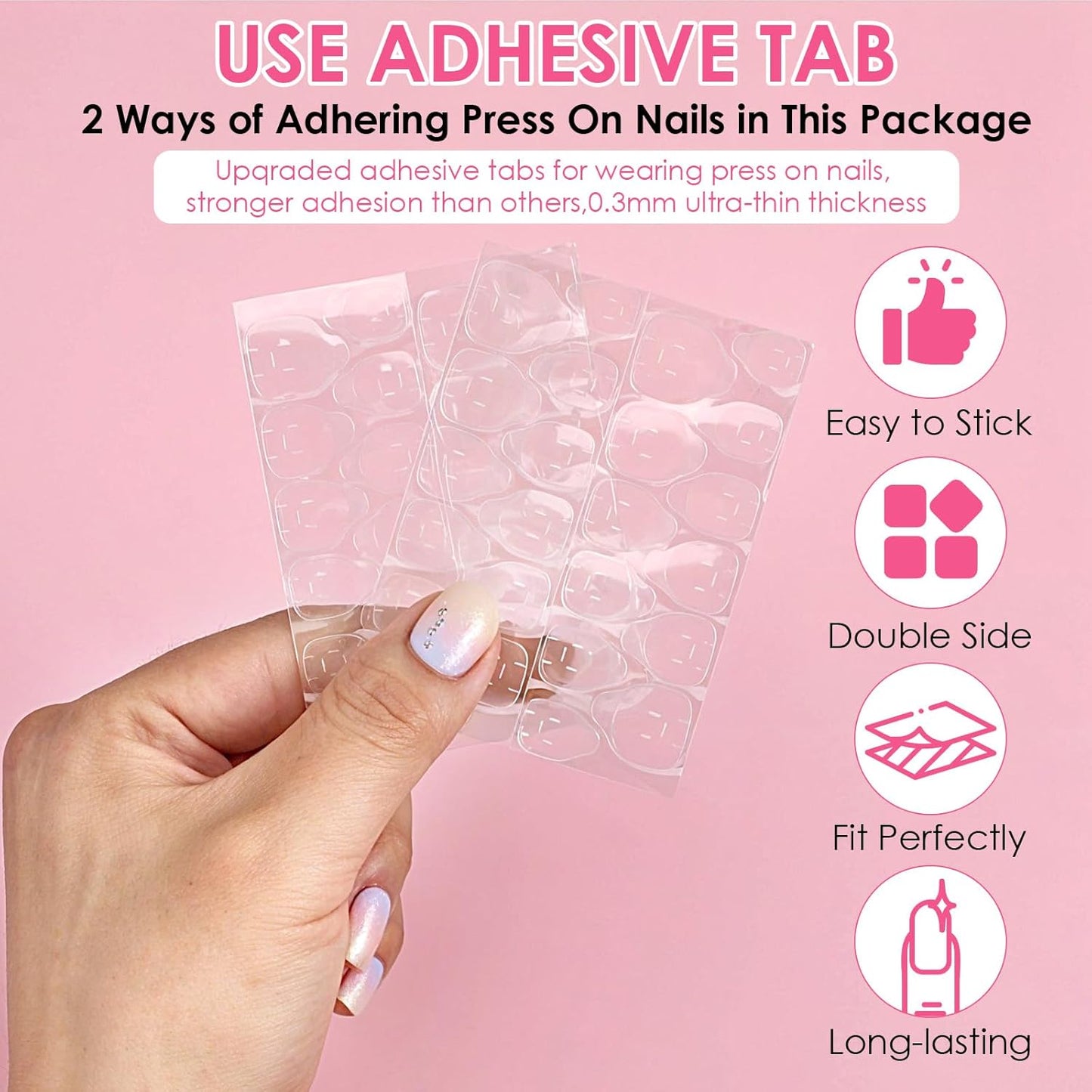 Press On Nail Tool Kit - 100PCS Nail Prep Set with Glue, Adhesive Tabs & Mini File | Perfect for Nail Art Starters